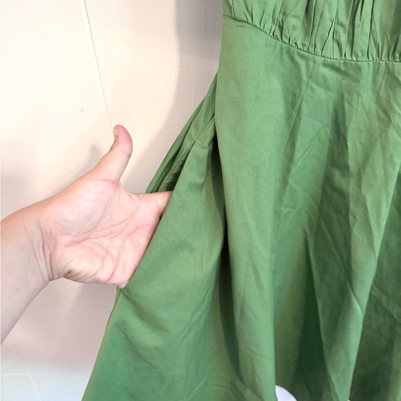 Abercrombie & Fitch Scoop Neck Puff Sleeve Ruched Mini Dress Green size M Party - Picture 7 of 8